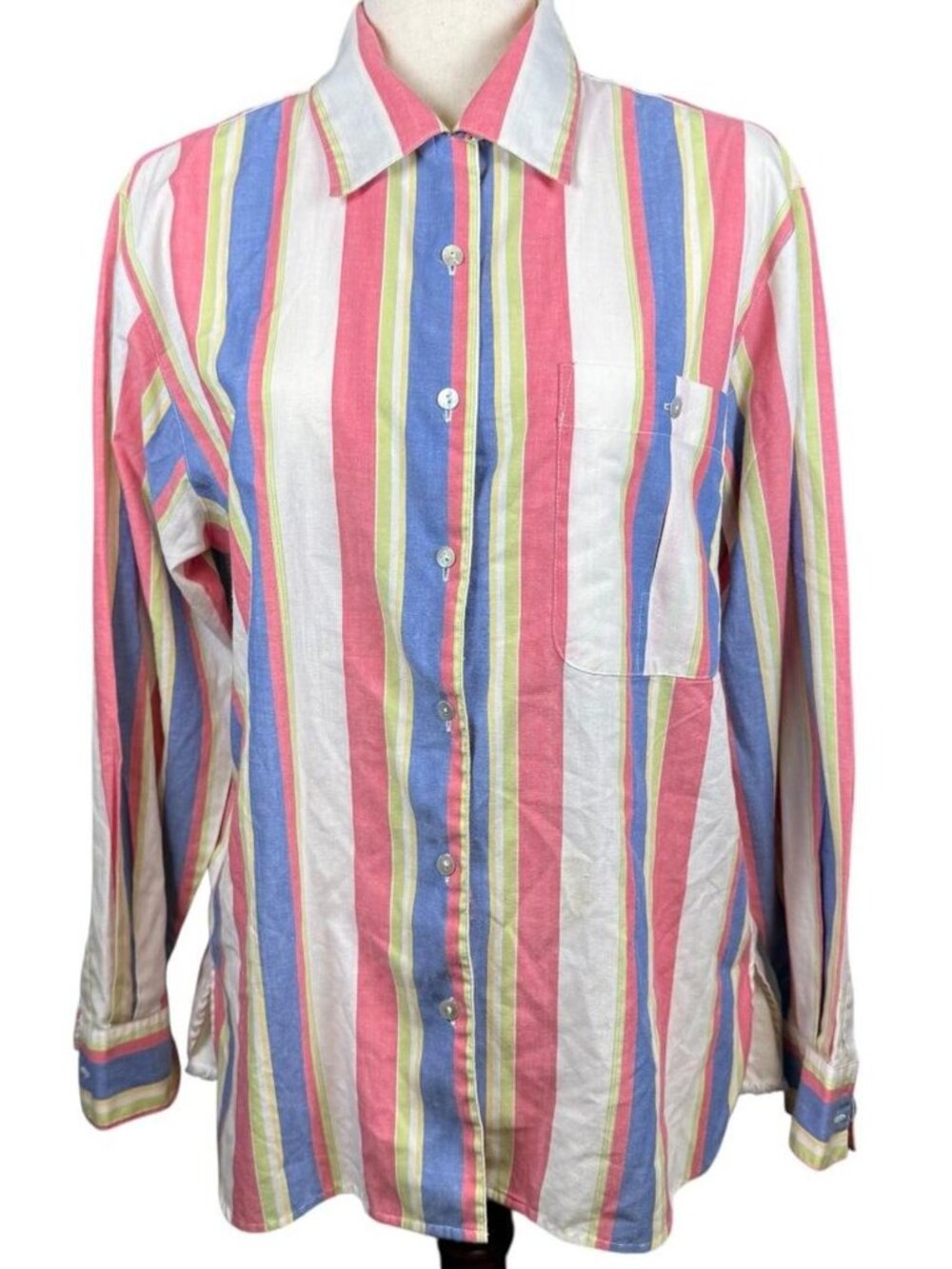 Norm Thompson Portland Oregon Vintage colorful striped button up shirt